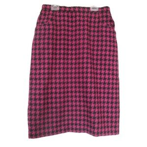 vintage pink houndstooth midi skirt size large 8